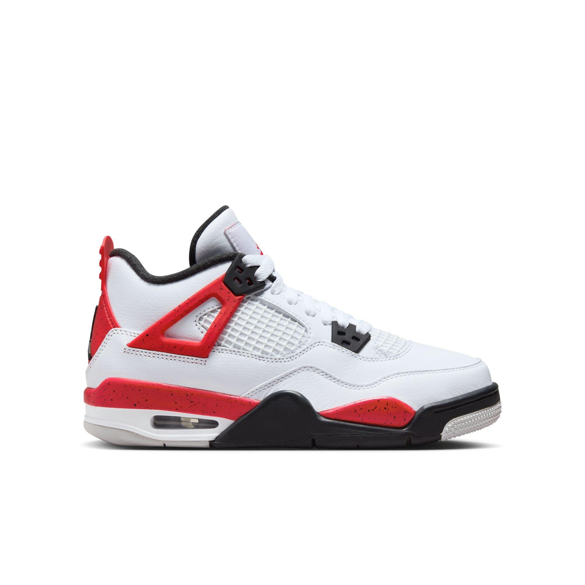 jordan 4 retro red cement grade school kids shoe